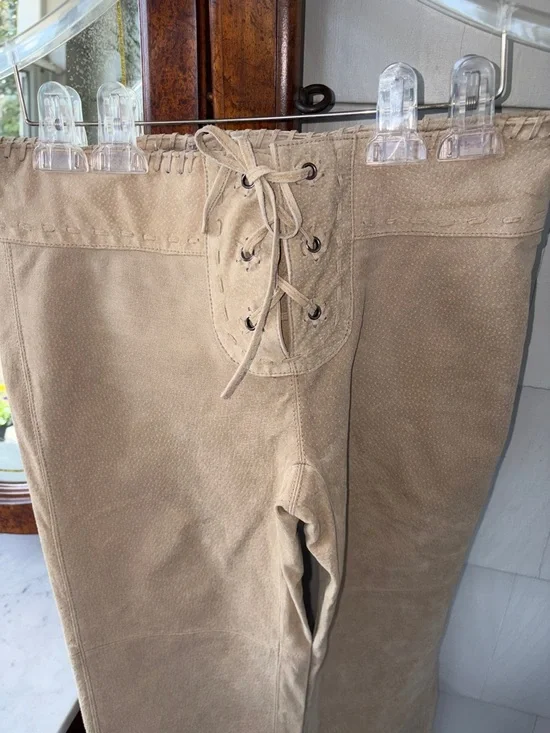 Vintage Suede Lace-Up Bootcut Festival Pants - Picture 8 of 12